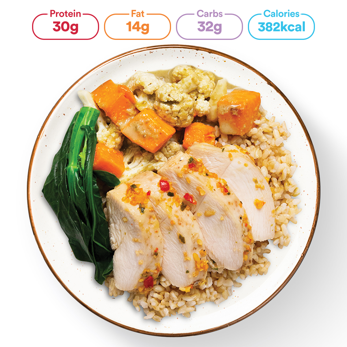 Coconut Curry Chicken with Brown Rice, Mixed Veggies